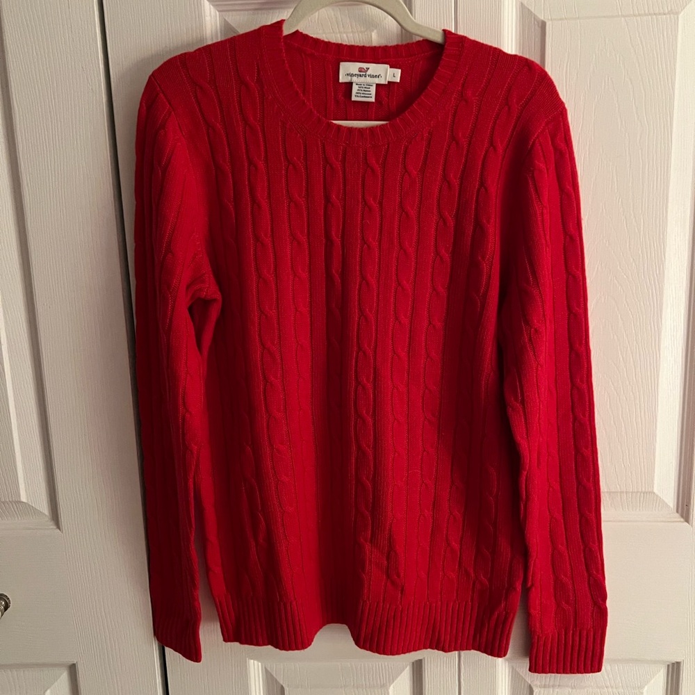 Vineyard Vines Women’s Red Cable Knit Sweater